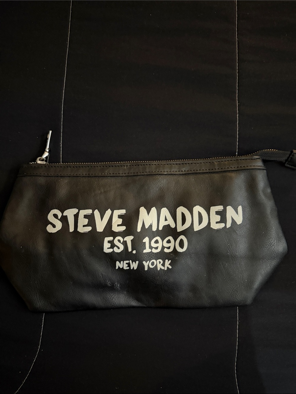Steve Madden Black Logo Wristlet Pouch